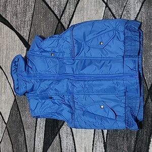 VINTAGE SHIPTON SPORTSWEAR FULL-ZIP BLUE PUFFER VEST